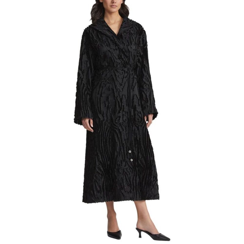 Lafayette 148 New York Womens Wing Collar Longline Silk-Blend Coat